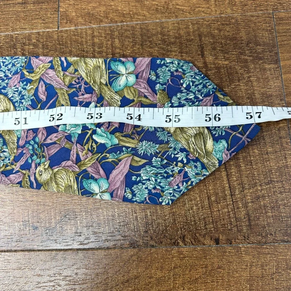 Tie Rack Mens Blue Bird and Butterfly Pattern Silk Necktie
